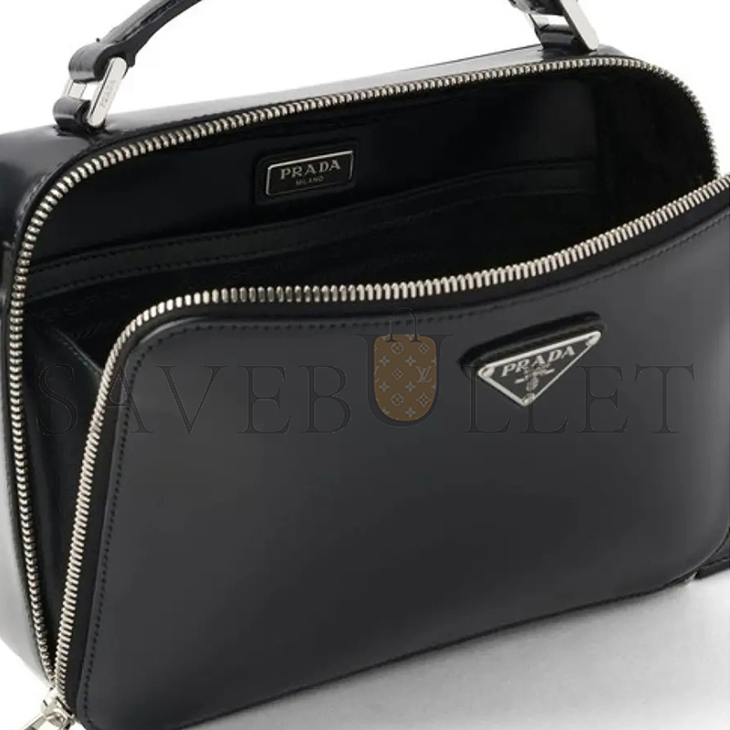 PRADA BRIQUE SAFFIANO LEATHER HANDBAG IN BLACK 2VH069 (22*16*6cm) 